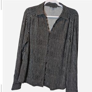 Pre-owned Adrianna Papell Women Black and White Striped Blouses